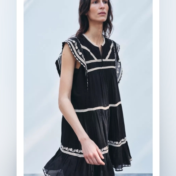 Zara ZW Collection Contrast Embroidered Dress - Picture 5 of 8